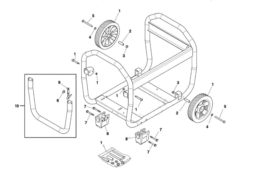 Wheel Kit Diagram and Parts List for 030729-00  Briggs and Stratton Generator